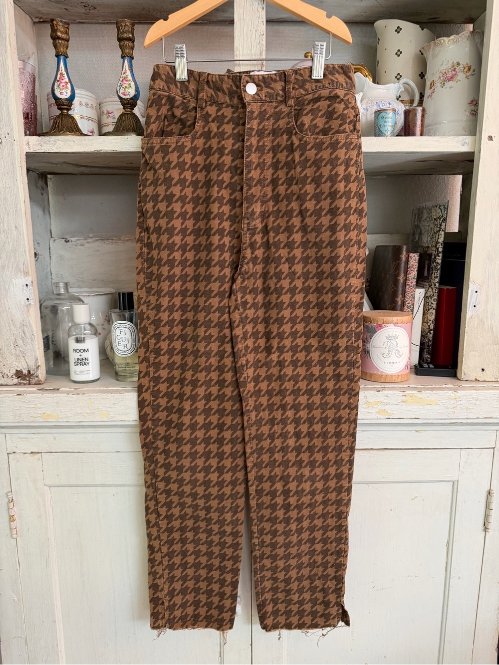 Princess Polly Brown Houndstooth Chinos Size 2 Skinny NEW !!
